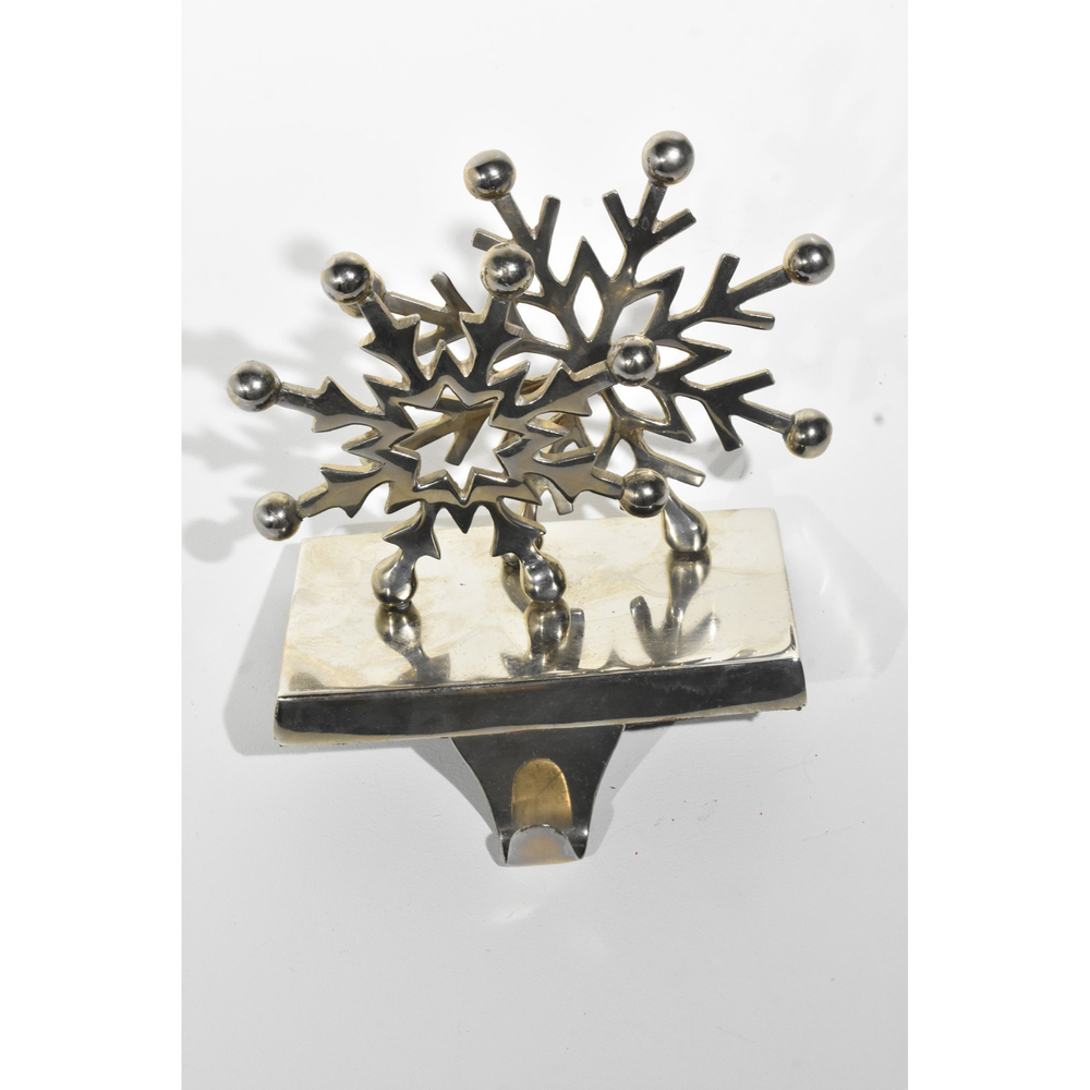 Two snowflake stocking holder, silver, some minor scuffs, photos for condition